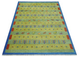 Animal and Tree Life Green, Blue and Rust Hand knotted Traditional Multi Size Wool Area Rug, Kids, Living Room and Bedroom Rug