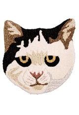 Animal Cat Face Ivory And Black Hand Tufted 1x1 Wool Rug