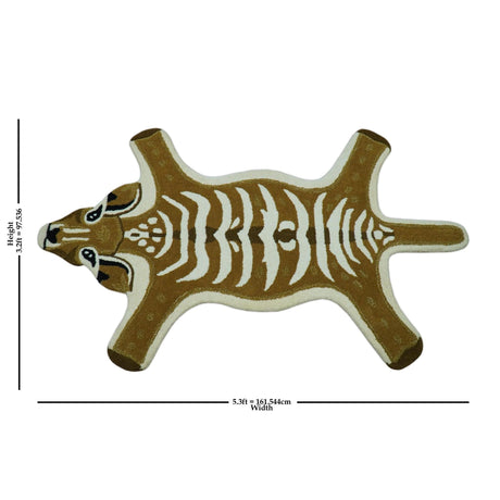 Animal Deer Brown Hand Tufted 3x5 Wool Area Rug-Parc Decor