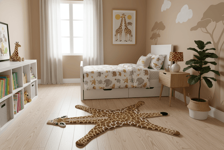 Animal Giraffe Brown Hand Tufted 3x5 Wool Area Rug-Parc Decor
