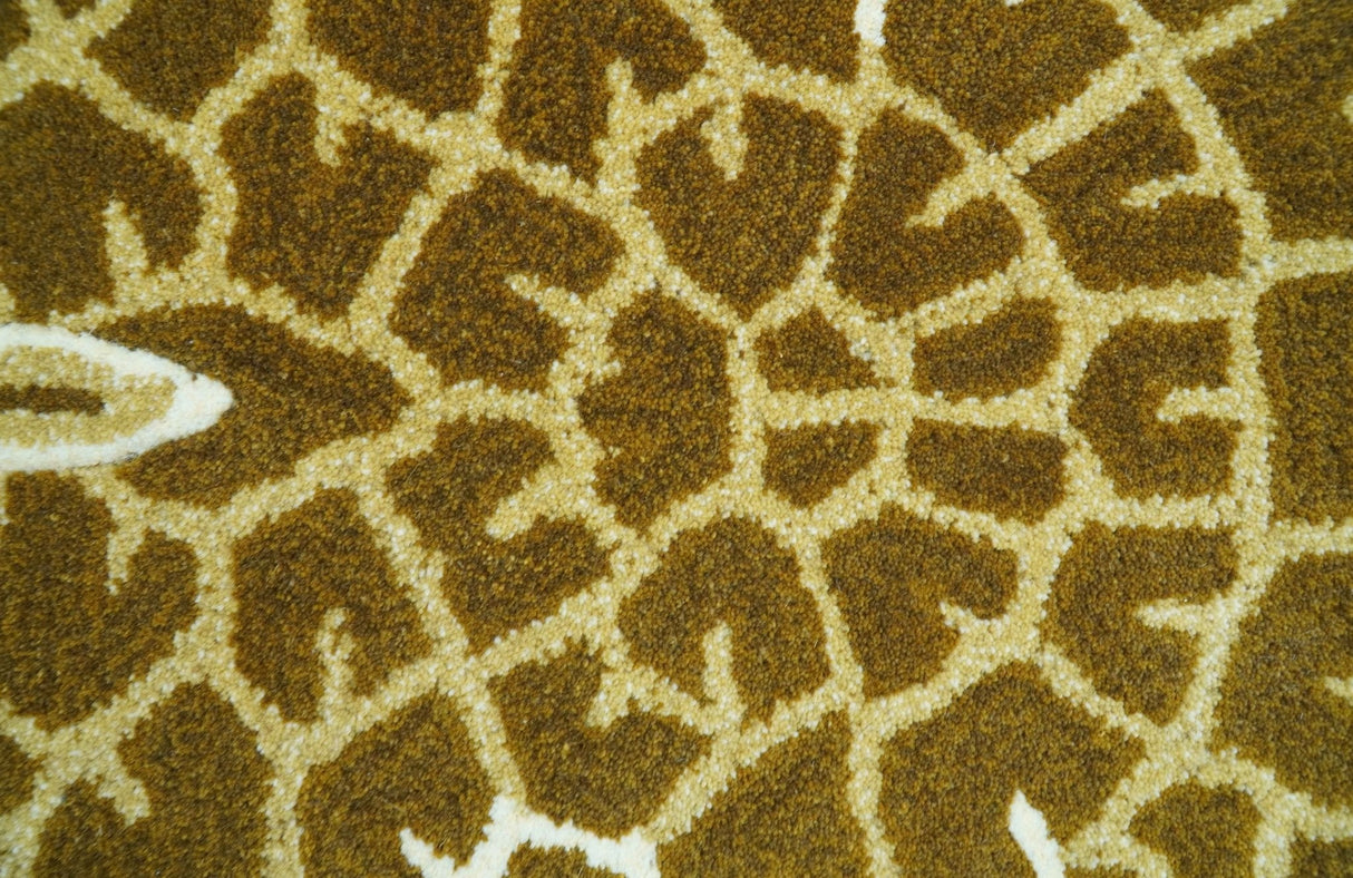 Animal Giraffe Brown Hand Tufted 3x5 Wool Area Rug-Parc Decor