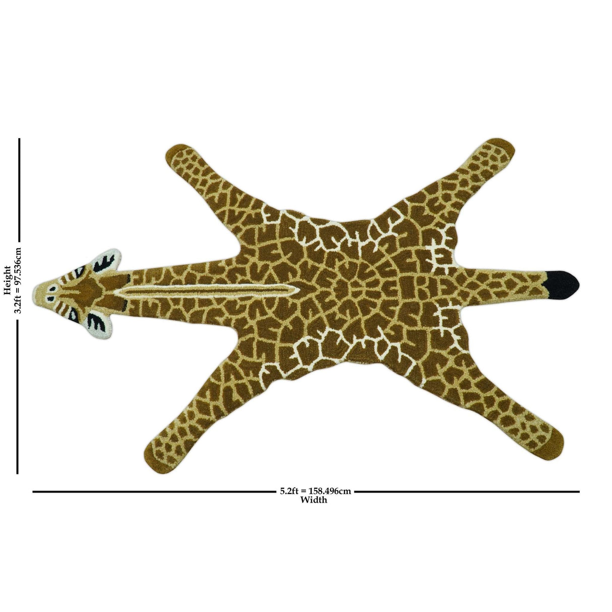 Animal Giraffe Brown Hand Tufted 3x5 Wool Area Rug-Parc Decor