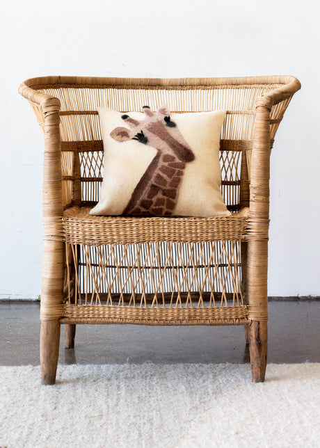 Animal Jungle Giraffe Wool Throw Pillow-Pillows-Parc Decor