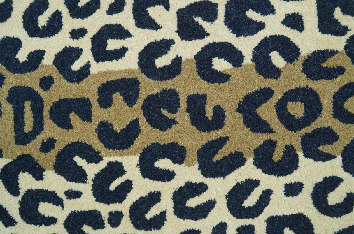 Animal Leopard Beige Hand Tufted 3x5 Wool Area Rug-Parc Decor