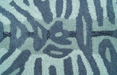 Animal Tiger Blue Hand Tufted 3x5 Wool Area Rug-Parc Decor