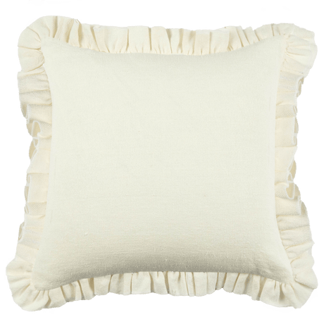 Anita Linen Solid Throw Pillow Cover, Cream Ruffled-Solid Pillows-Parc Decor