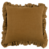 Anita Linen Solid Throw Pillow Cover, Mustard Ruffled-Solid Pillows-Parc Decor