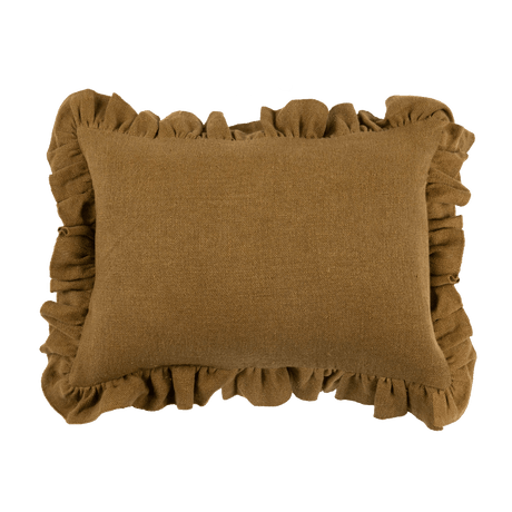 Anita Linen Solid Throw Pillow Cover, Mustard Ruffled-Solid Pillows-Parc Decor