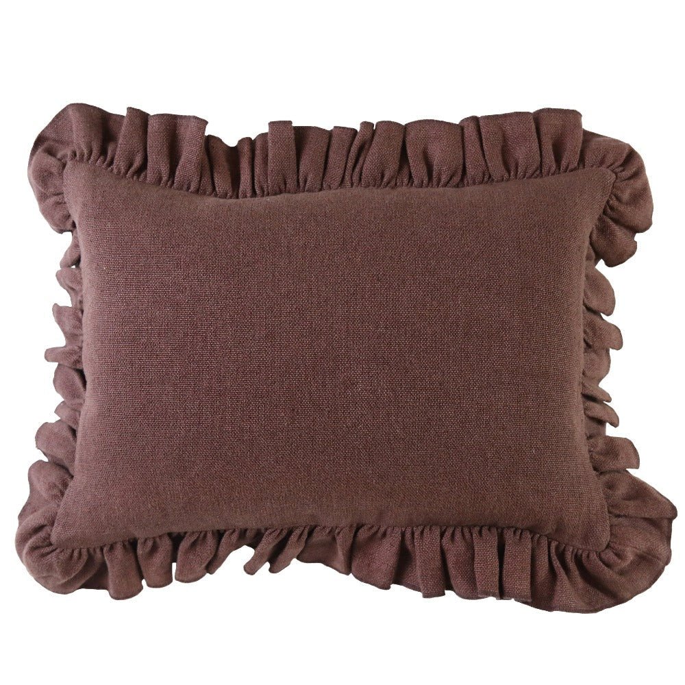Anita Linen Solid Throw Pillow Cover, Ruby Ruffled-Solid Pillows-Parc Decor