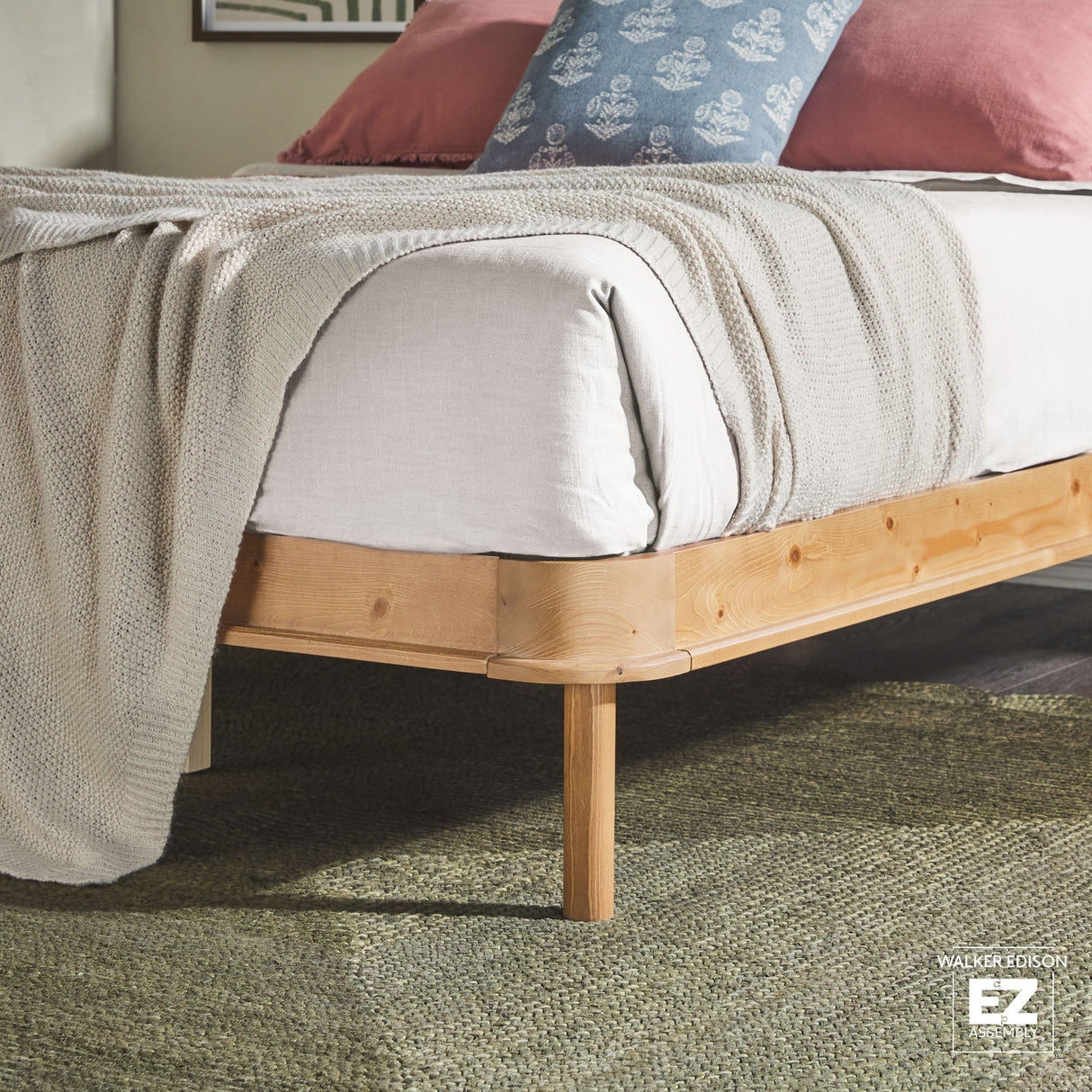 Annette Contemporary Upholstered Headboard Curved Wood Bed Frame-Bedroom-Parc Decor