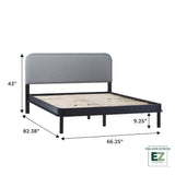 Annette Contemporary Upholstered Headboard Curved Wood Bed Frame-Bedroom-Parc Decor
