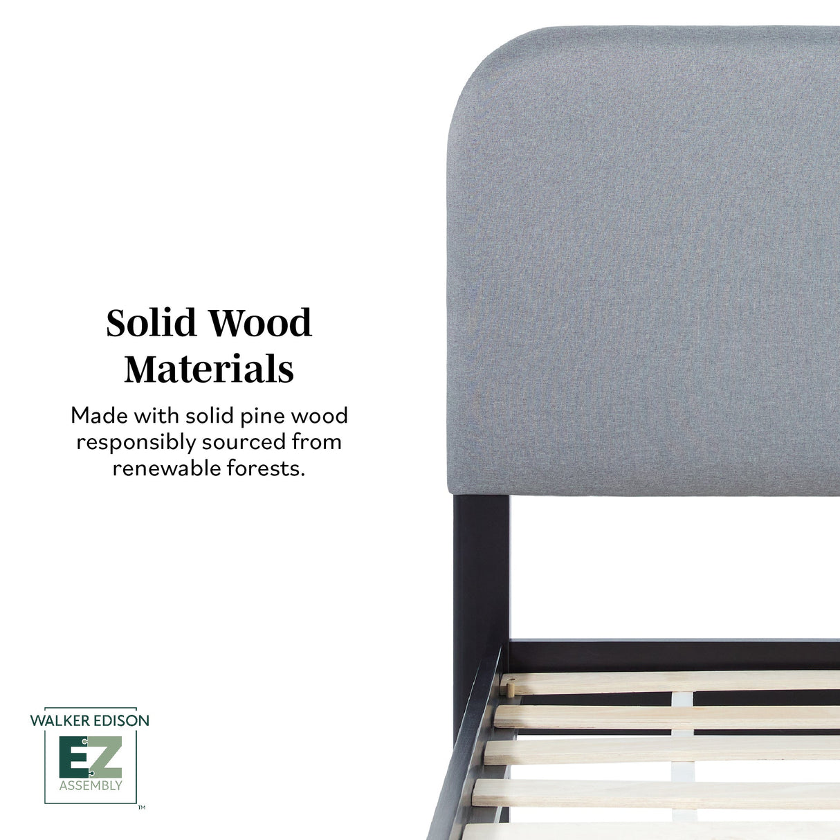 Annette Contemporary Upholstered Headboard Curved Wood Bed Frame-Bedroom-Parc Decor