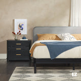 Annette Contemporary Upholstered Headboard Curved Wood Bed Frame-Bedroom-Parc Decor
