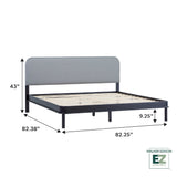 Annette Contemporary Upholstered Headboard Curved Wood Bed Frame-Bedroom-Parc Decor