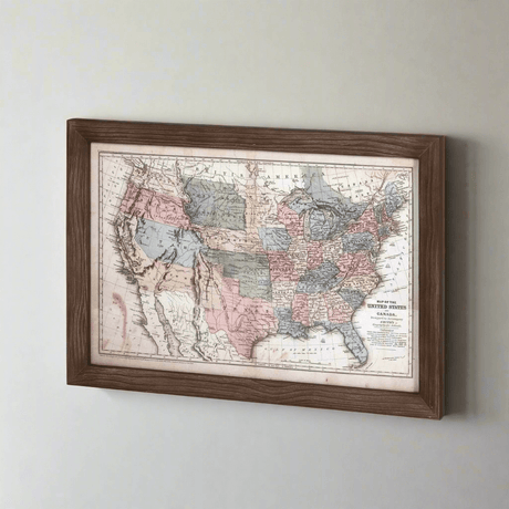 Antique 1850s United States Wall Map-Map-Parc Decor
