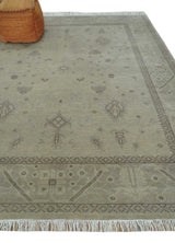 Antique 8x10 Hand Knotted Beige Traditional Vintage Persian Oushak Wool Rug | AC21810