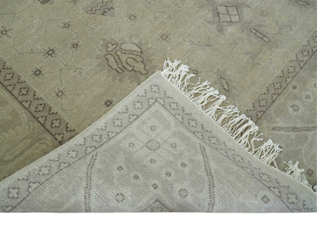 Antique 8x10 Hand Knotted Beige Traditional Vintage Persian Oushak Wool Rug | AC21810