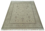 Antique 8x10 Hand Knotted Beige Traditional Vintage Persian Oushak Wool Rug | AC21810