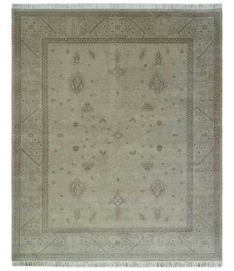 Antique 8x10 Hand Knotted Beige Traditional Vintage Persian Wool Rug