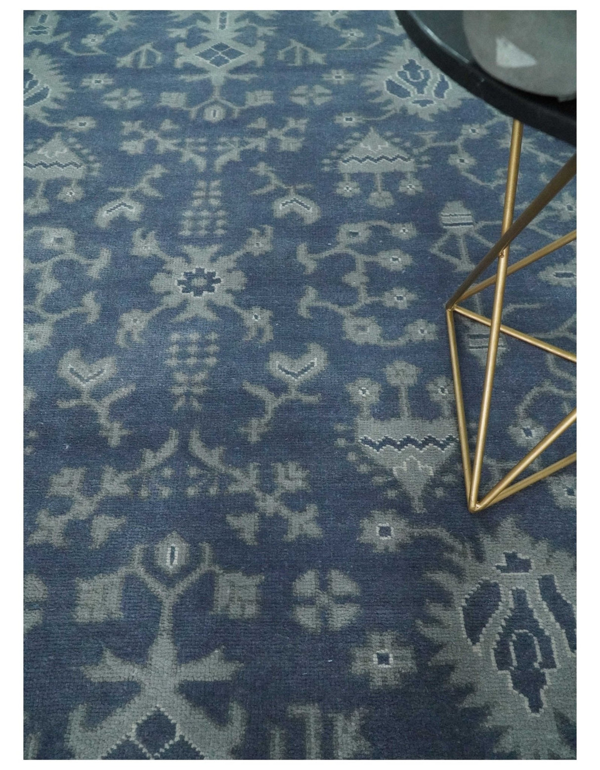 Antique 8x10 Hand Knotted Blue and Gray Traditional Persian Style Wool Rug