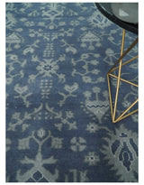 Antique 8x10 Hand Knotted Blue and Gray Traditional Persian Style Wool Rug