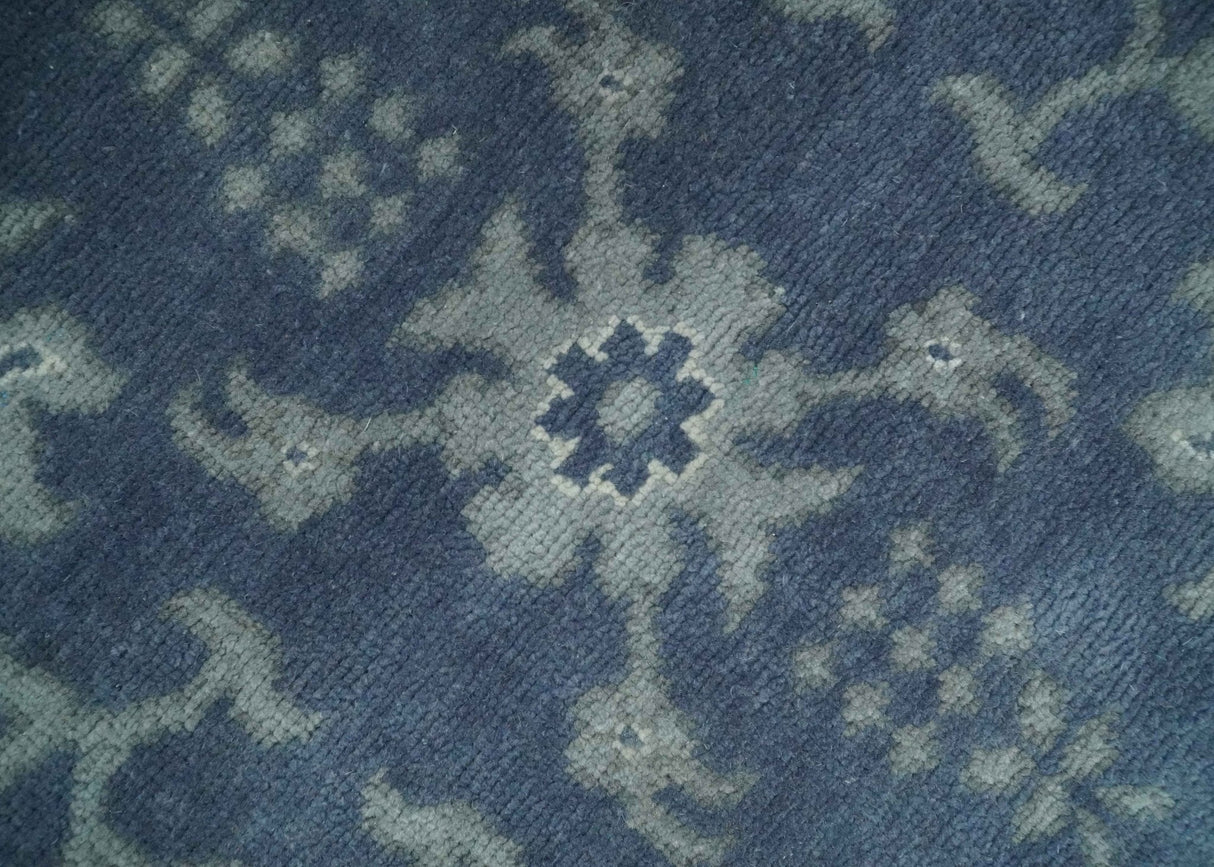 Antique 8x10 Hand Knotted Blue and Gray Traditional Persian Style Wool Rug