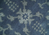 Antique 8x10 Hand Knotted Blue and Gray Traditional Persian Style Wool Rug