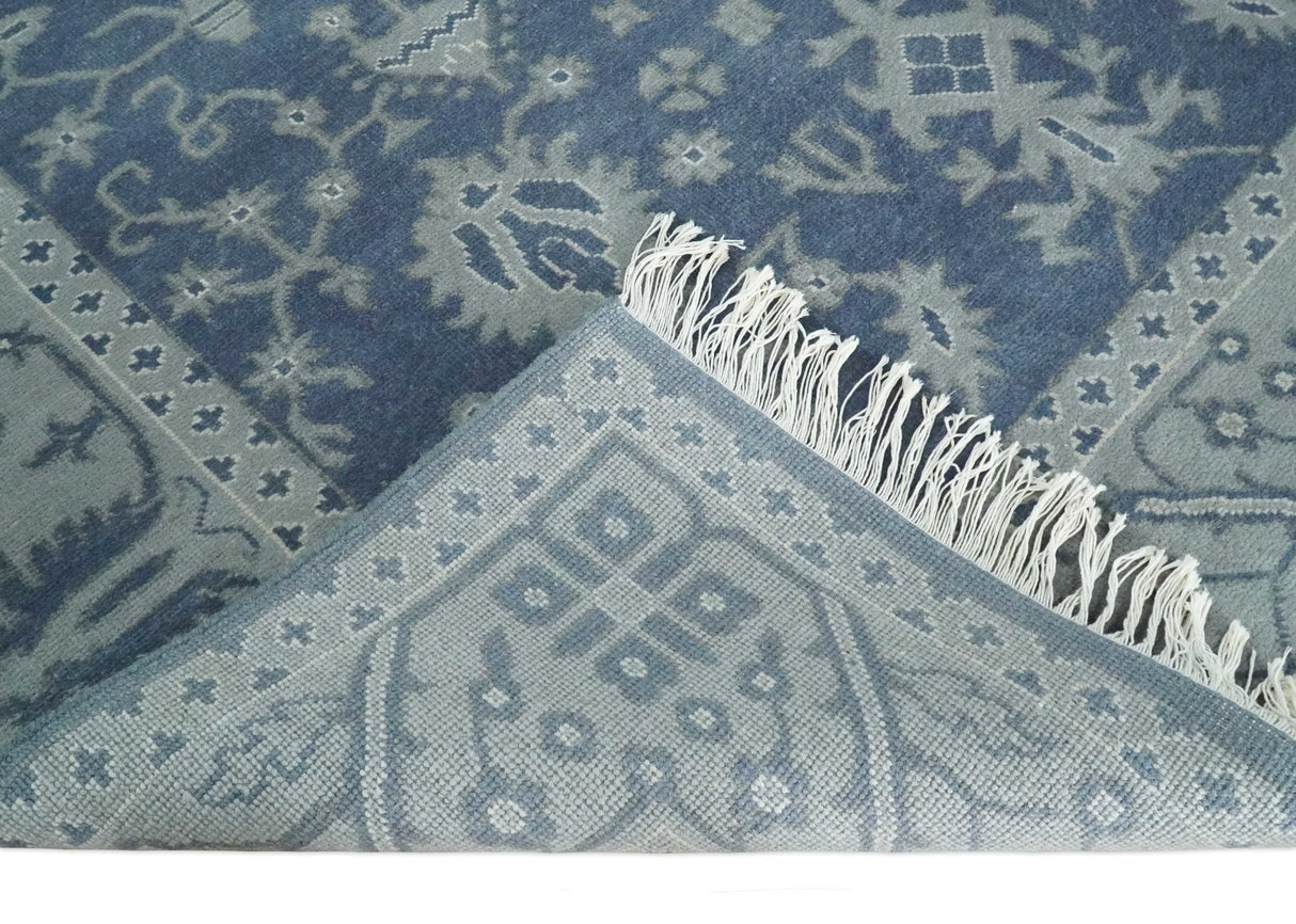 Antique 8x10 Hand Knotted Blue and Gray Traditional Persian Style Wool Rug