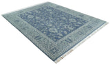 Antique 8x10 Hand Knotted Blue and Gray Traditional Vintage Persian Style Wool Rug | AC24810