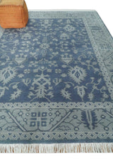 Antique 8x10 Hand Knotted Blue and Gray Traditional Vintage Persian Style Wool Rug | AC24810