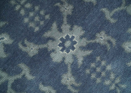 Antique 8x10 Hand Knotted Blue and Gray Traditional Vintage Persian Style Wool Rug | AC24810