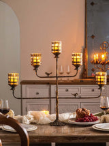 Antique Amber Glass Votive Candle Holder Centerpiece-Candle Holder-Parc Decor