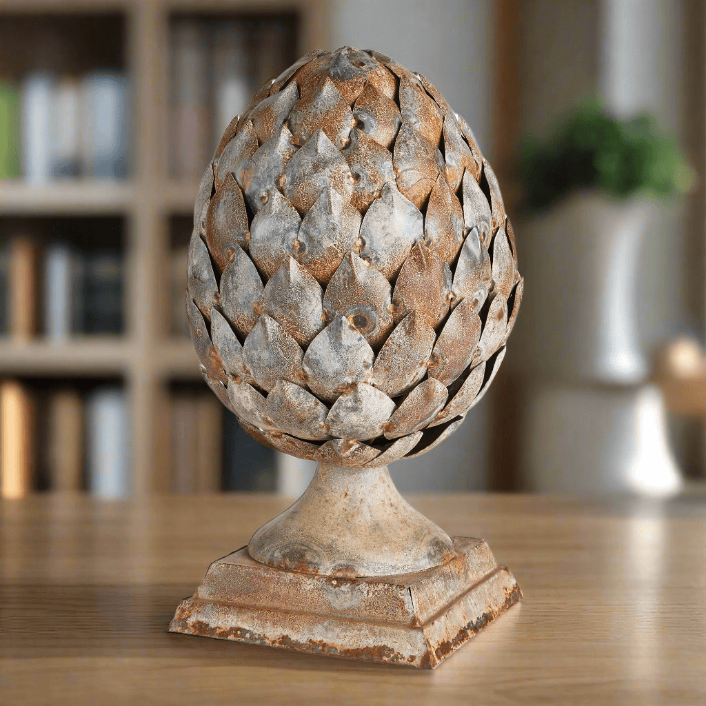 Antique Artichoke Ornament on Pedestal Base-Finial-Parc Decor