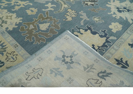Antique Blue and Beige Multi size Hand Knotted Traditional Oushak Wool Area Rug