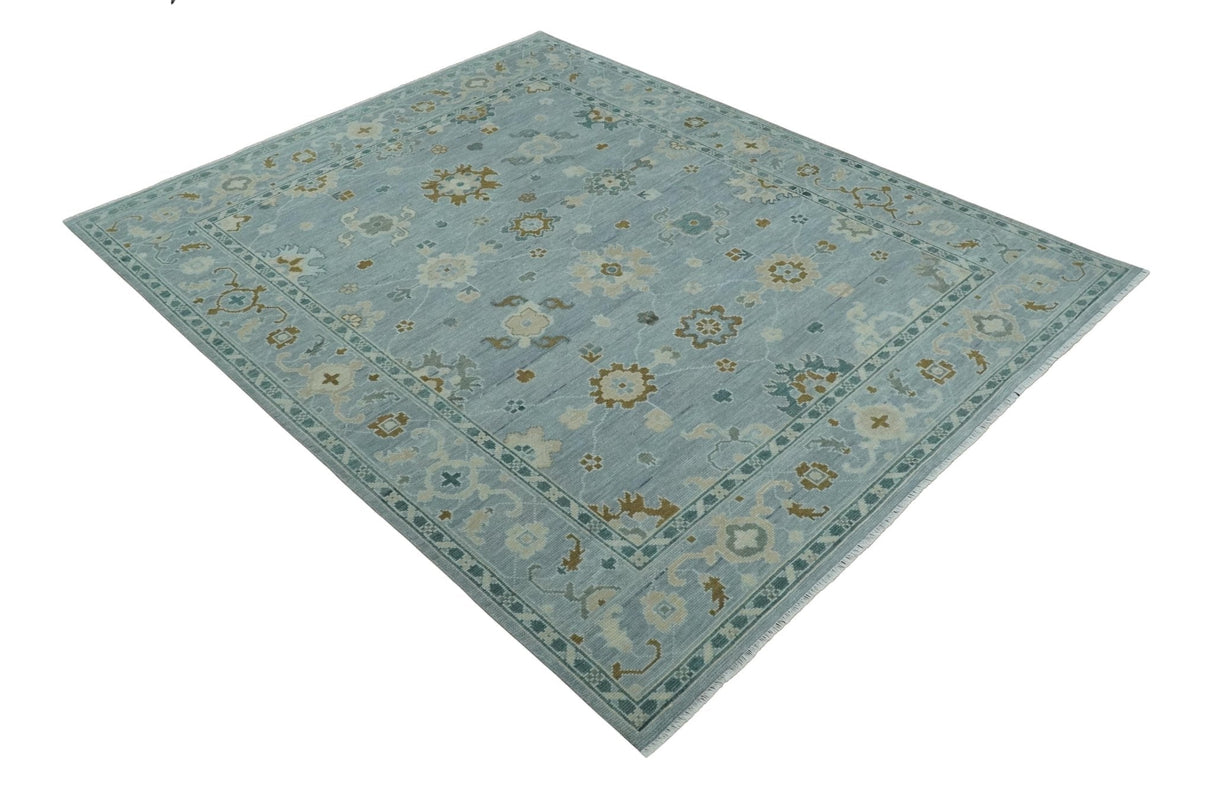 Antique Blue And Brown Hand Knotted Traditional Turkish Style Area Rug