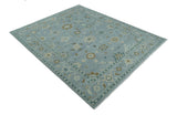 Antique Blue And Brown Hand Knotted Traditional Turkish Style Area Rug