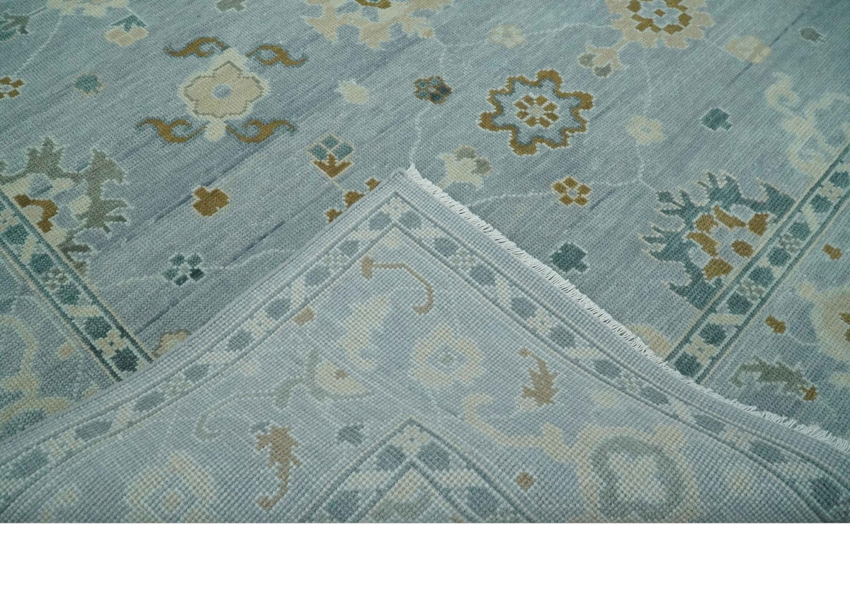 Antique Blue And Brown Hand Knotted Traditional Turkish Style Area Rug