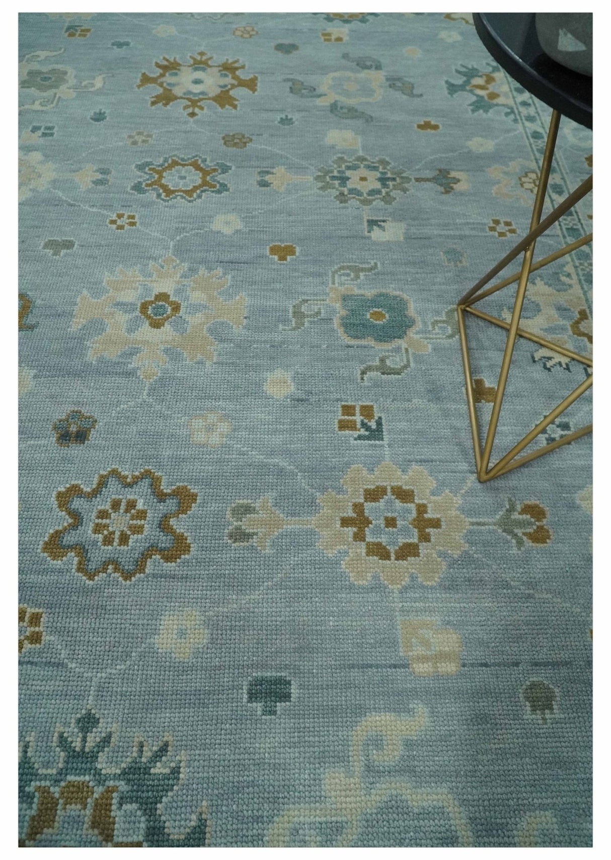 Antique Blue And Brown Hand Knotted Traditional Turkish Style Area Rug
