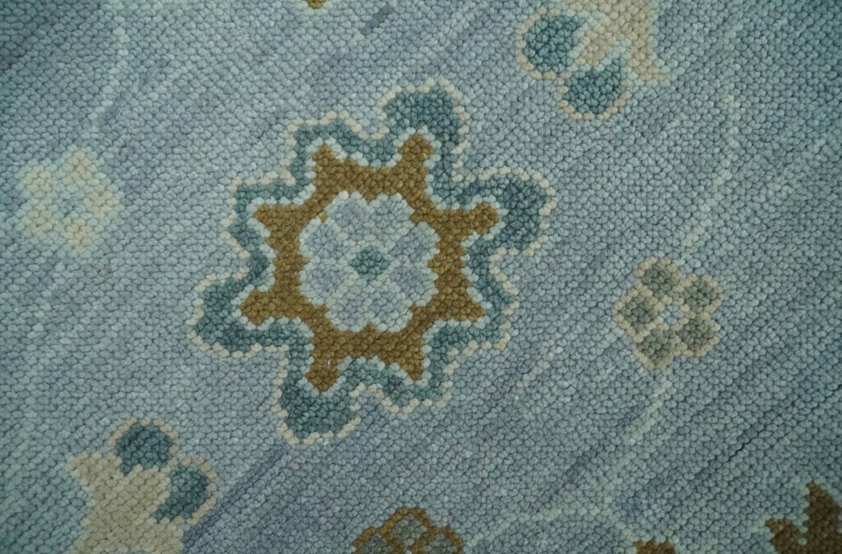 Antique Blue And Brown Hand Knotted Traditional Turkish Style Area Rug
