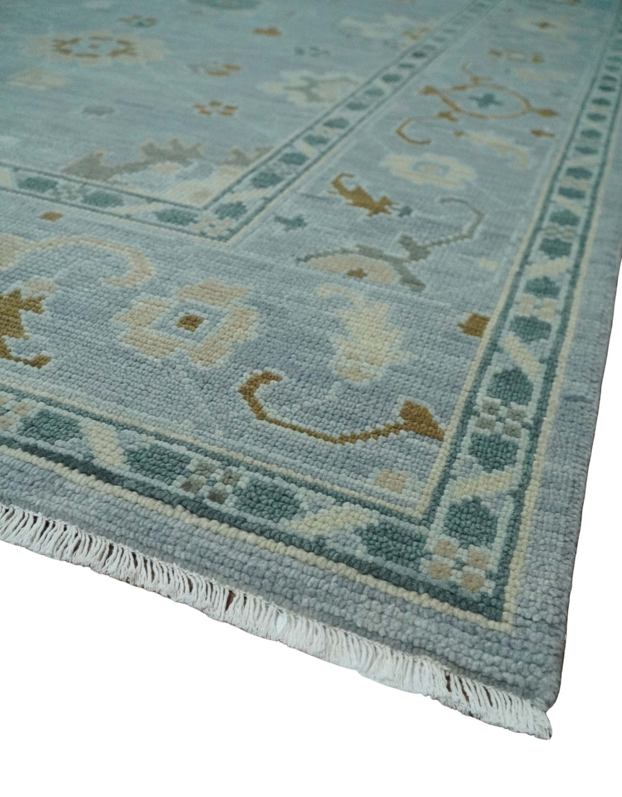 Antique Blue And Brown Hand Knotted Traditional Turkish Style Area Rug