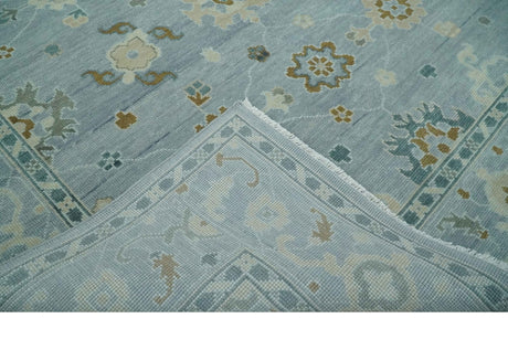 Antique Blue And Brown Hand Knotted Traditional Turkish Style Area Rug