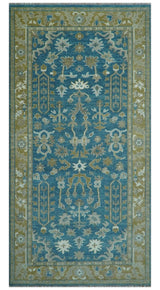 Antique Blue and Brown Persian Oushak Multi Size wool Area Rug