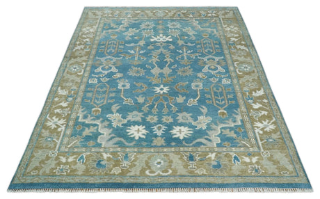 Antique Blue and Brown Traditional Persian Hand Knotted Wool Area Rug