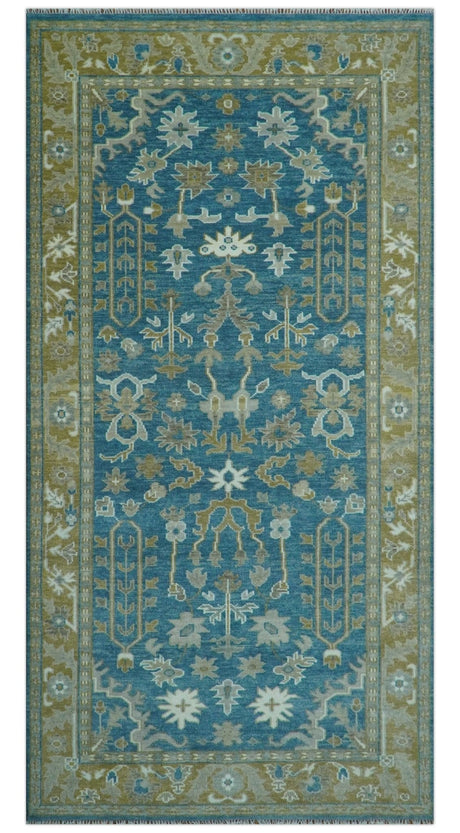 Antique Blue and Brown Traditional Persian Hand Knotted Wool Area Rug