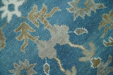 Antique Blue and Brown Traditional Persian Hand Knotted Wool Area Rug