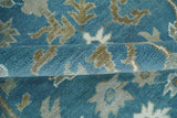 Antique Blue and Brown Traditional Persian Hand Knotted Wool Area Rug