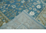 Antique Blue and Brown Traditional Persian Hand Knotted Wool Area Rug