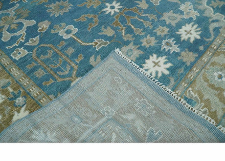 Antique Blue and Brown Traditional Persian Hand Knotted Wool Area Rug