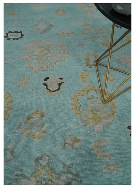 Antique Blue And Charcoal Hand knotted Traditional Oushak Wool Area Rug