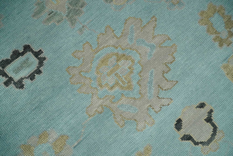 Antique Blue And Charcoal Hand knotted Traditional Oushak Wool Area Rug